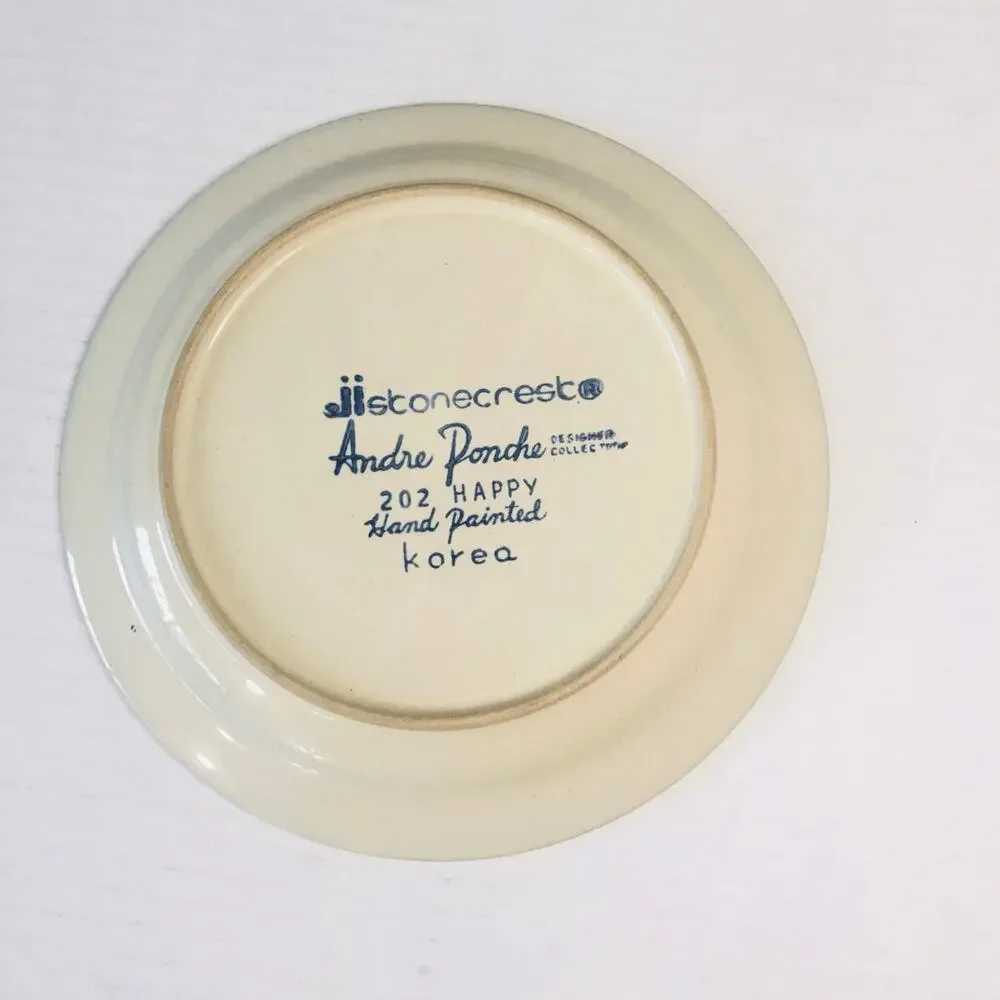 retro‎ kitchen yellow blue flower plates small 202 happy hand painted 7.25 in